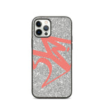 Biodegradable Sparkly Silver Peach iPhone Case